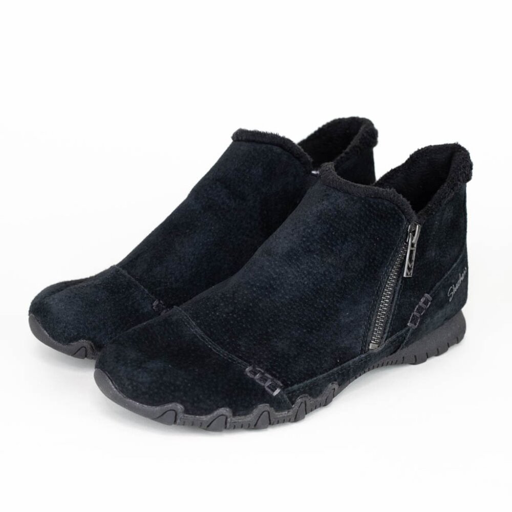 Skechers Relaxed Fit Bikers Zippiest Boot Black Bootie Sneaker Women 8 - Picture 1 of 9